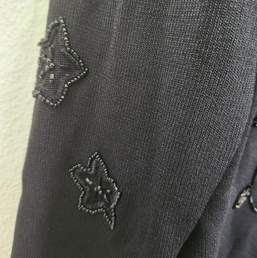 Vintage Cyrus Cardigan Beaded Stars Floral Bell Sleeves Black‎ Large - Picture 7 of 12